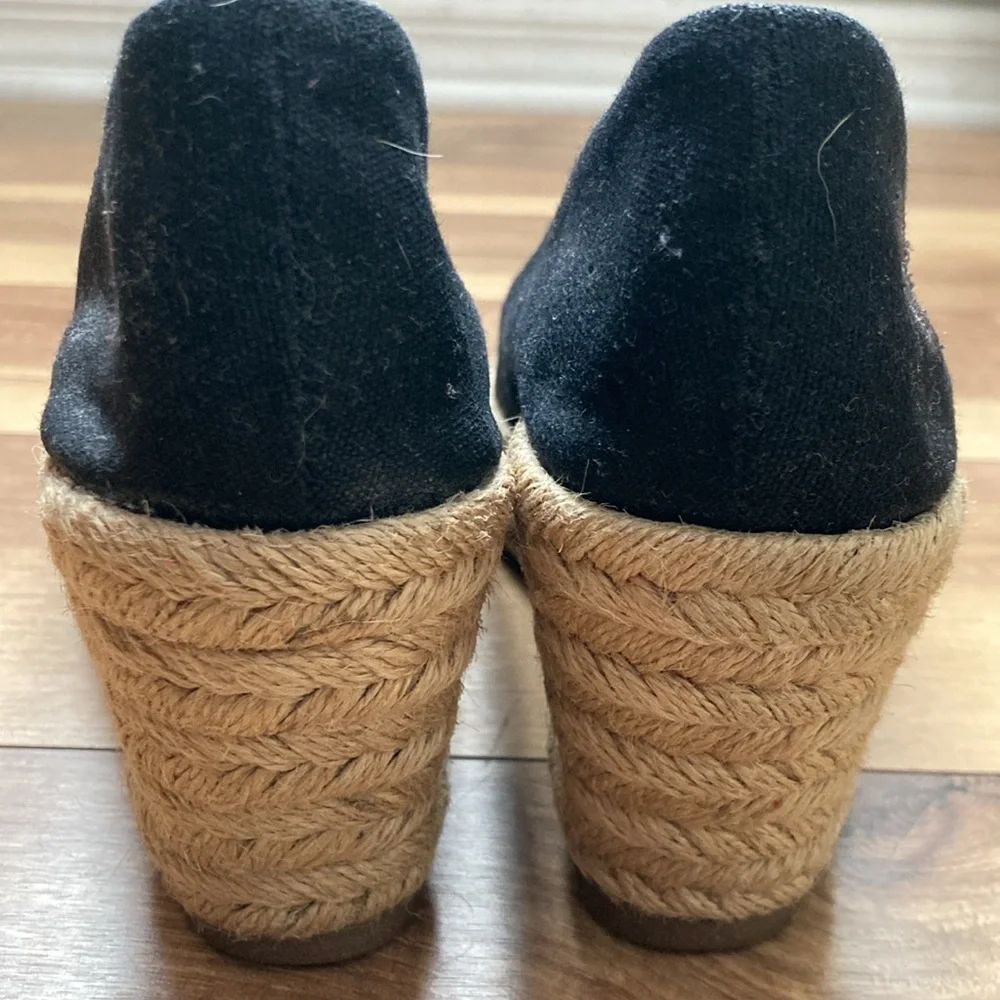 Tory Burch Black Filipa Wedge Espadrilles.